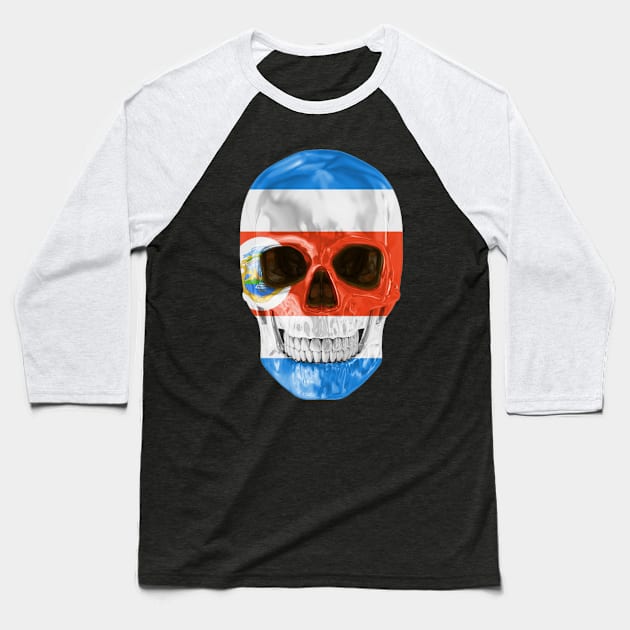 Costa Rica Flag Skull - Gift for Costa Rican With Roots From Costa Rica Baseball T-Shirt by Country Flags